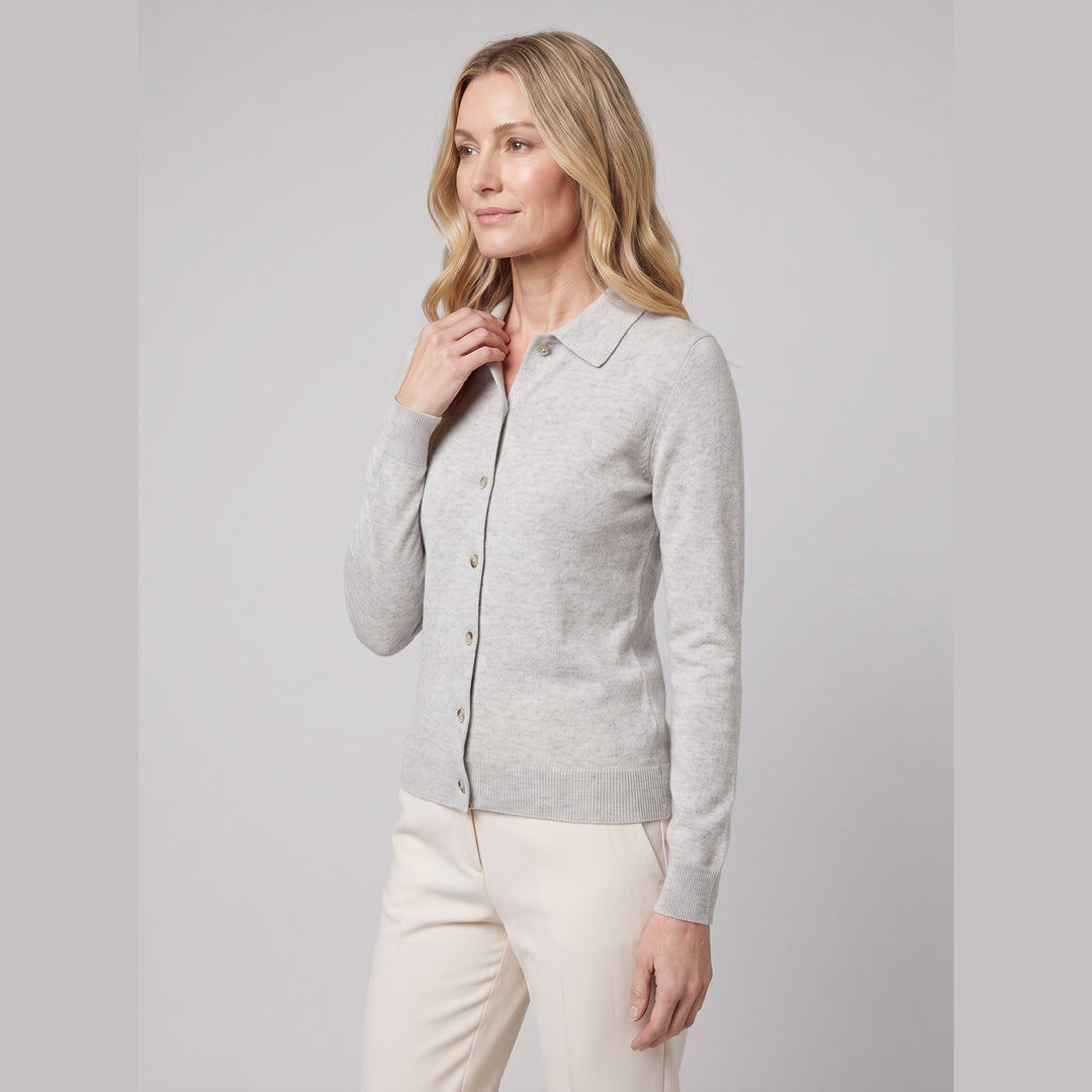 Windsor polo cardigan gray on model