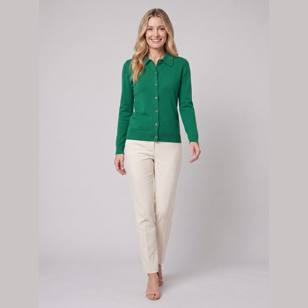 Windsor polo cardigan green on model