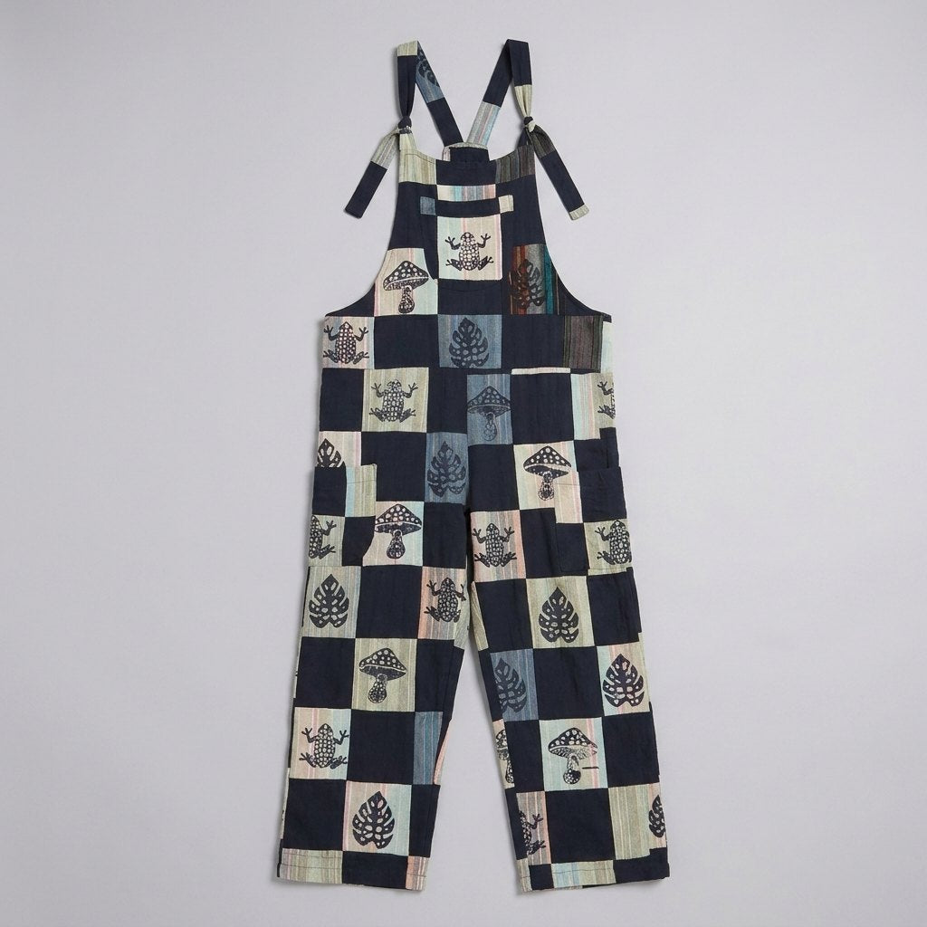 Wrenwood navy patchwork overalls product
