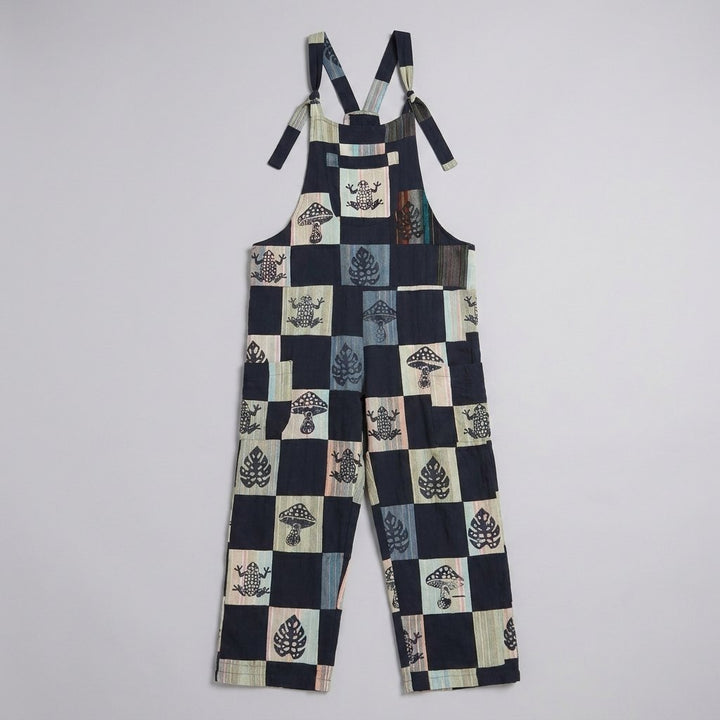 Wrenwood navy patchwork overalls product