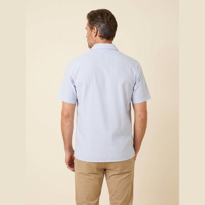 Yarrow men's blue pinstripe shirt back