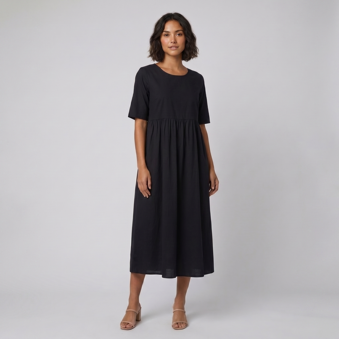 Ysoline flattering cotton dress black - The store Vancouver