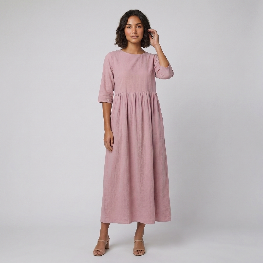 Ysoline flattering cotton dress pink - The store Vancouver