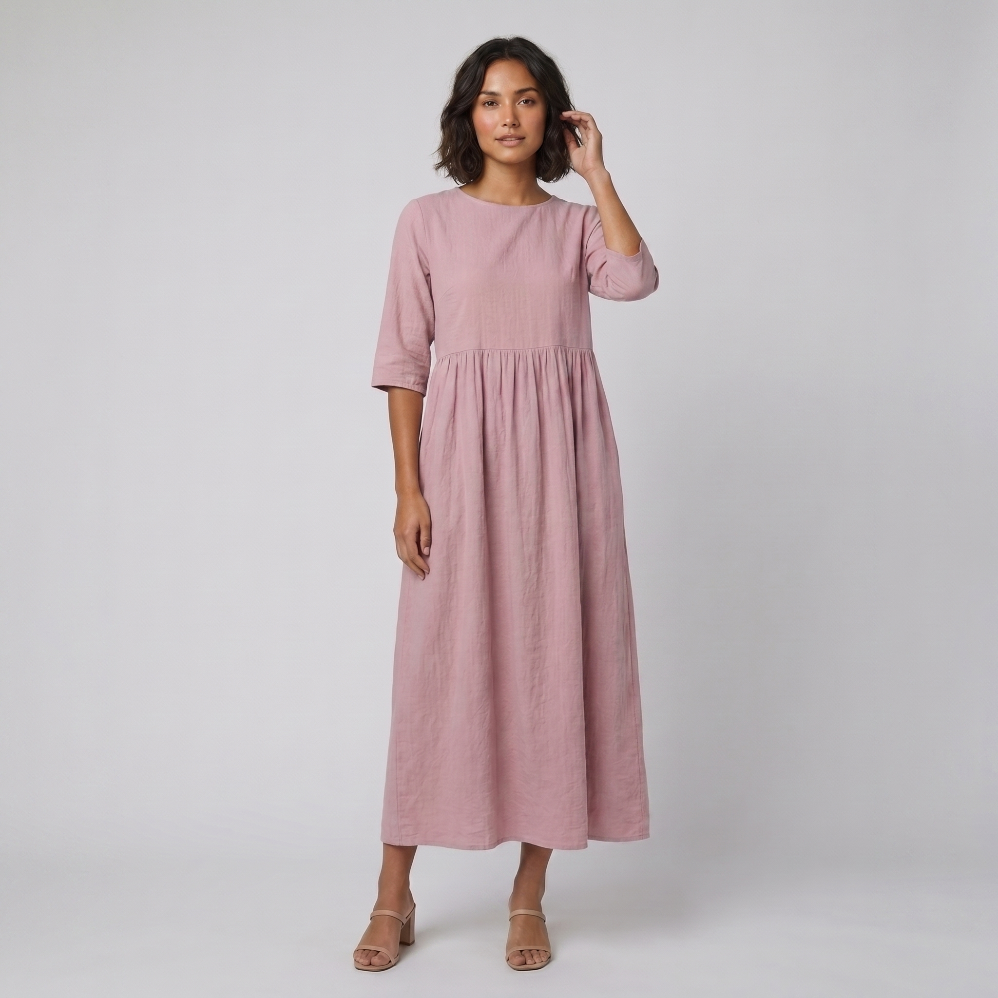 Ysoline flattering cotton dress pink - The store Vancouver