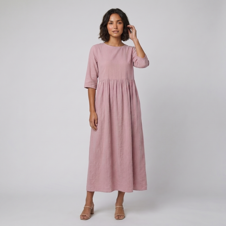 Ysoline flattering cotton dress pink - The store Vancouver