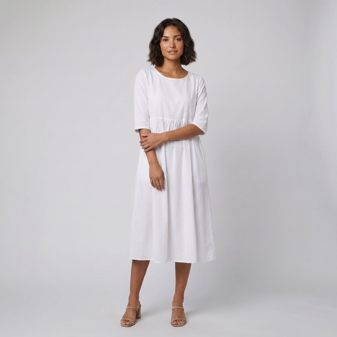 Ysoline flattering cotton dress white - The store Vancouver