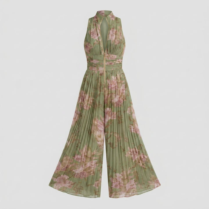 Zara olive floral pleated jumpsuit product