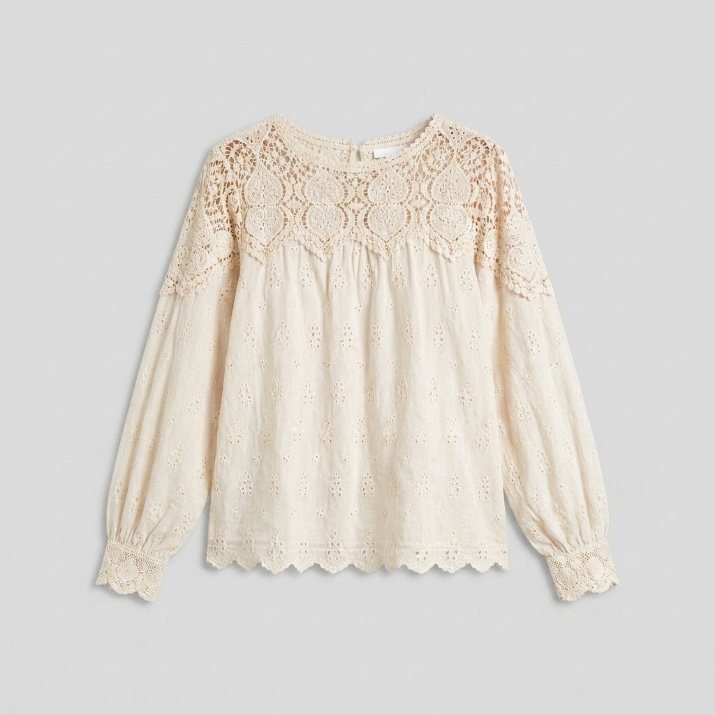 Zara cream broderie blouse flat lay