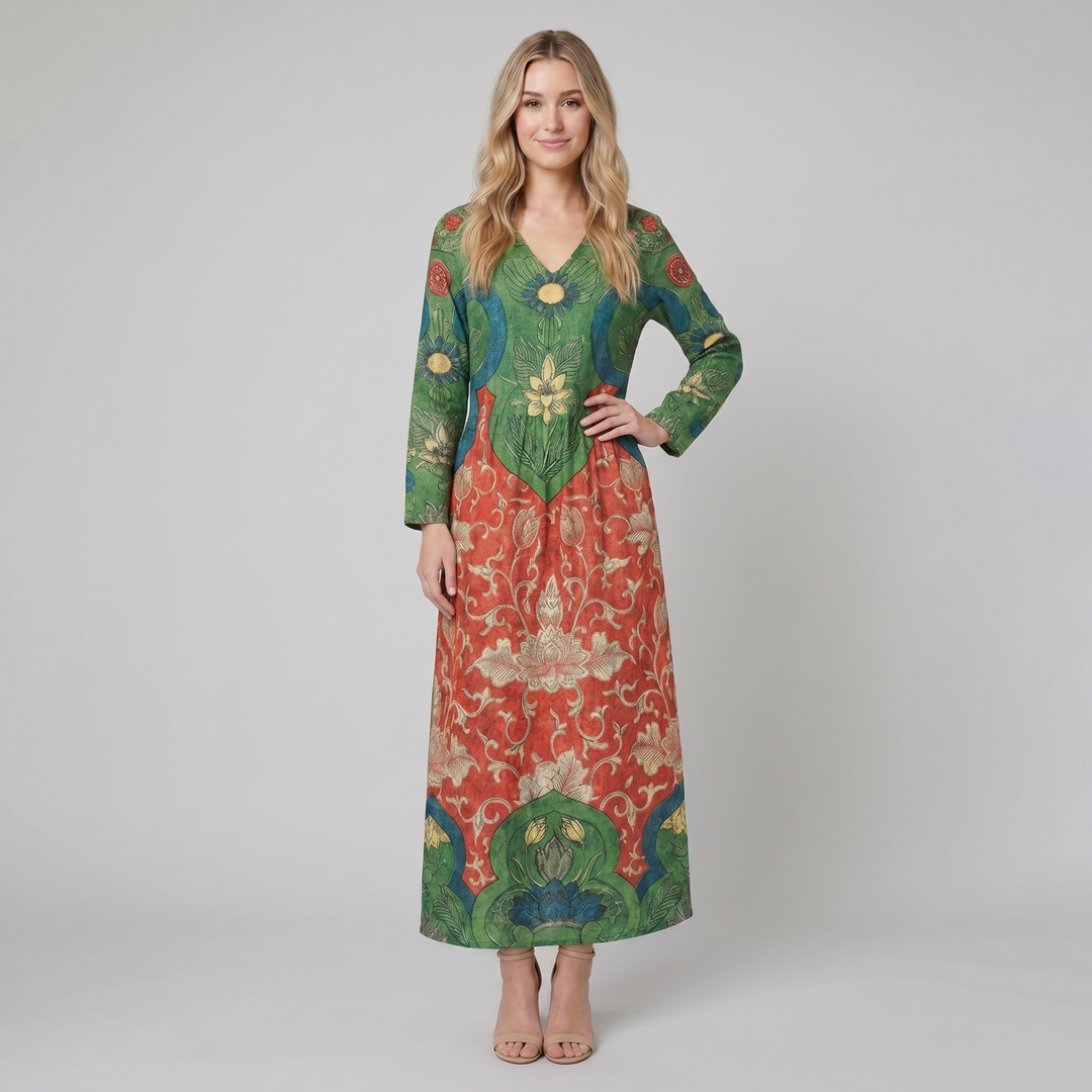 Zelda vintage floral cotton dress green - The store Vancouver