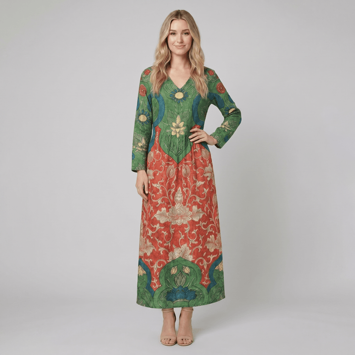 Zelda vintage floral cotton dress green - The store Vancouver