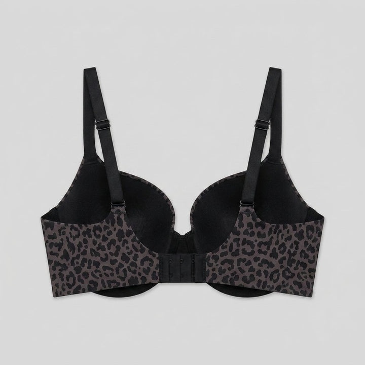 Zest black leopard wireless bra back flat lay