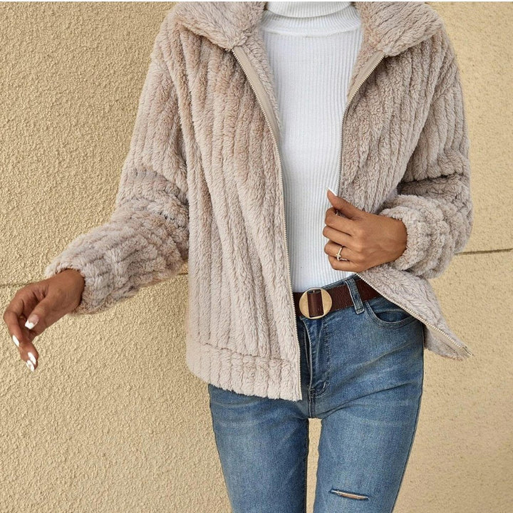Women's Plush Shawl-Collar Cardigan, Loose Fit, Five Colours